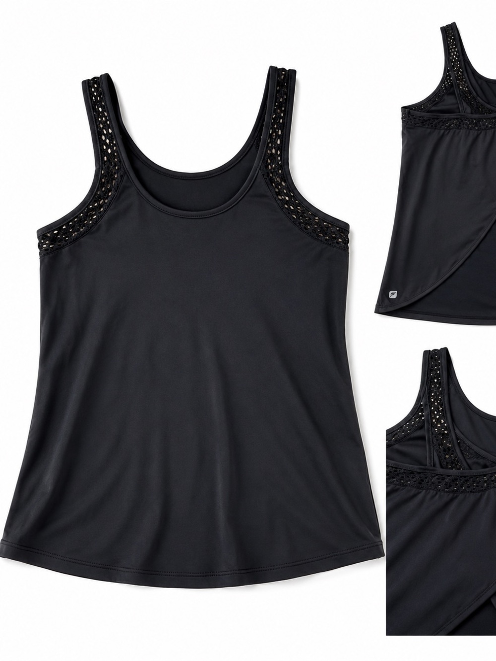 Fabletics Black Twist Back Activewear Tank Top Small